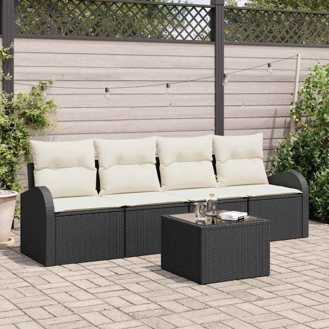 vidaXL Gartensofa-set Schwarz 55 x 55 x 37 cm Poly-Rattan