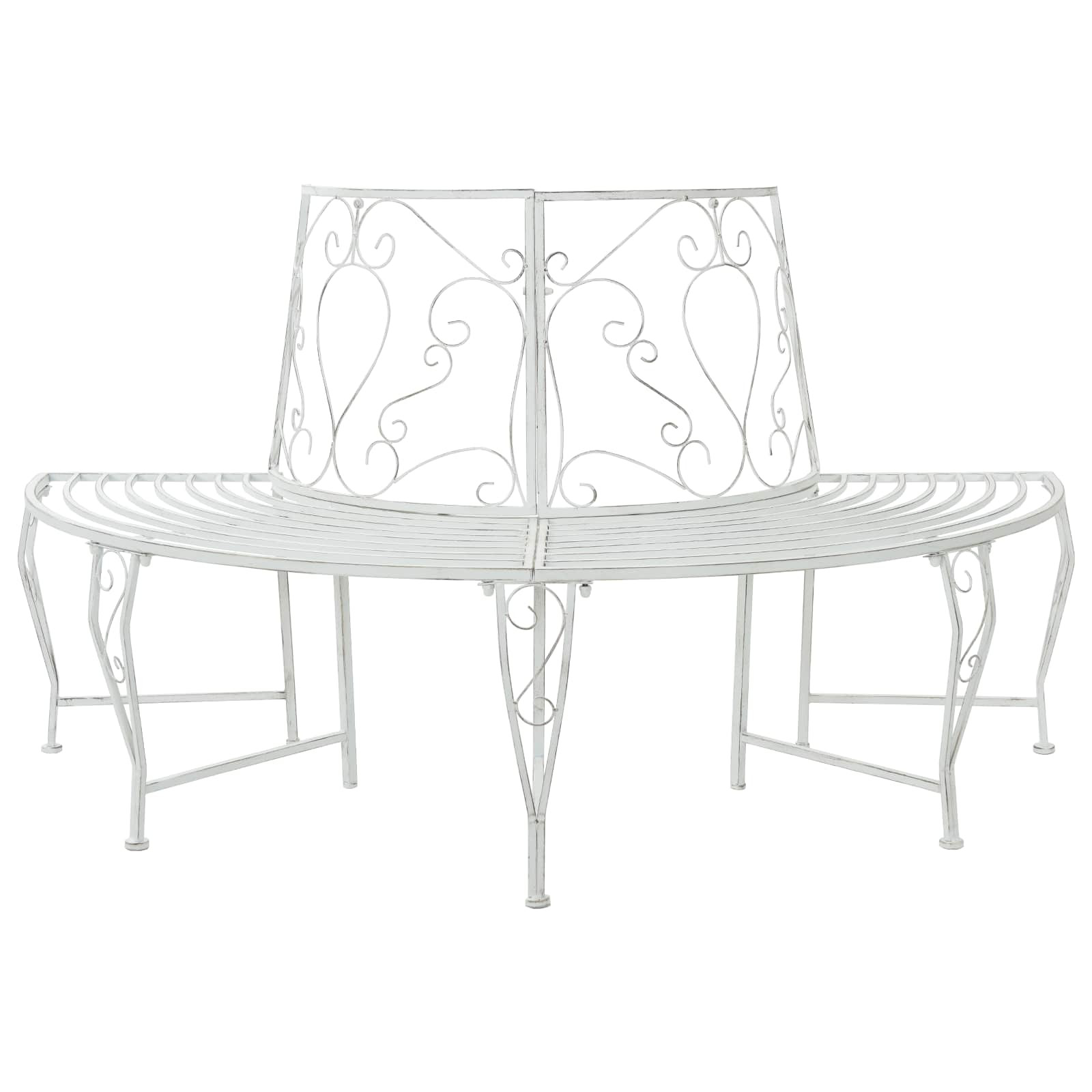 vidaXL Baumbank 4-Sitzanzahl 160 x 80 x 89 cm Stahl Antik Weiß