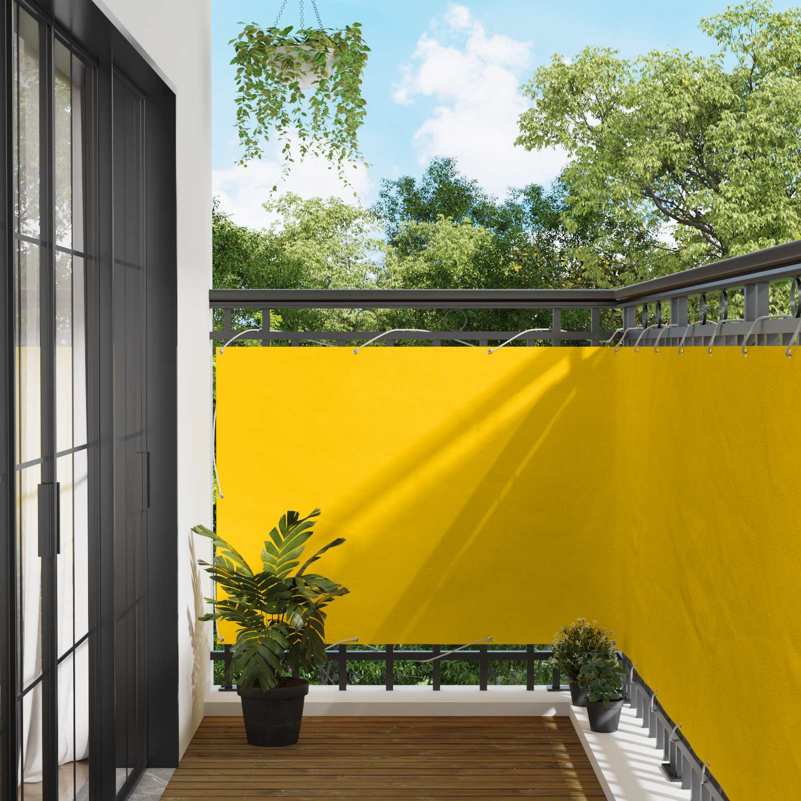 vidaXL Balkonsichtschutz Gelb 110 x 400 cm Oxford-Stoff