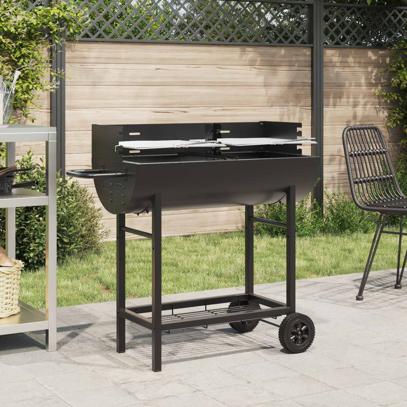 vidaXL Holzkohlegrill 96,5 x 42,5 x 88,5 cm Schwarz