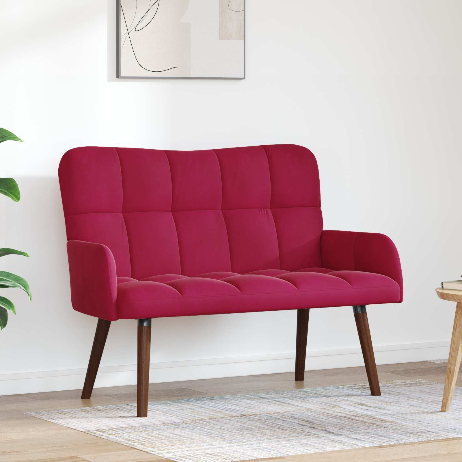 vidaXL 2-Sitzer Sofa Weinrot 115 x 61 x 87 cm Samt