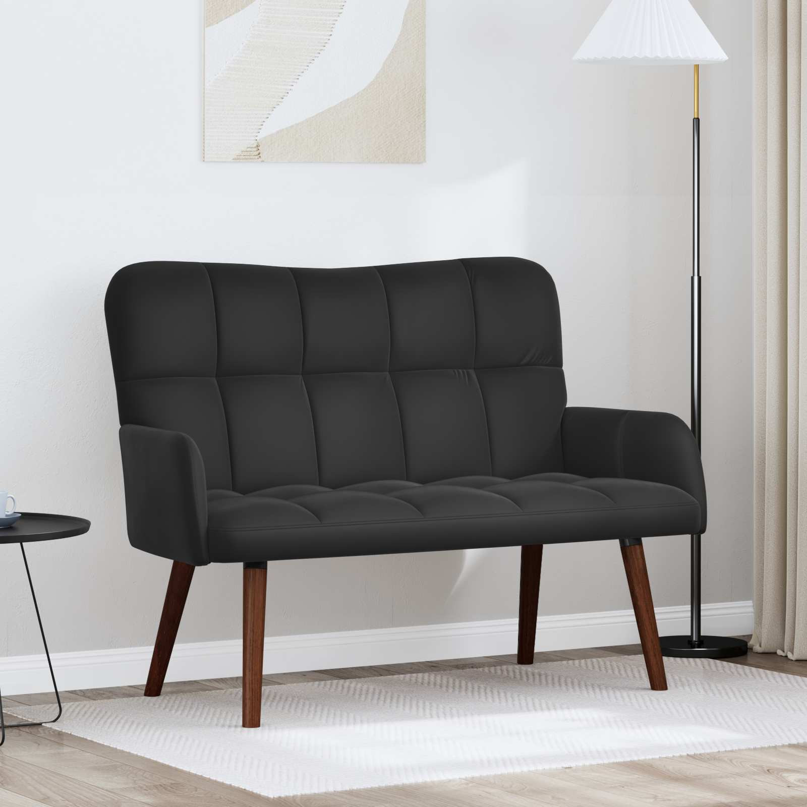 vidaXL 2-Sitzer Sofa Schwarz 115 x 61 x 87 cm Samt
