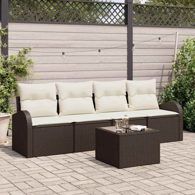 vidaXL Gartensofa-set Braun 55 x 55 x 37 cm Poly-Rattan