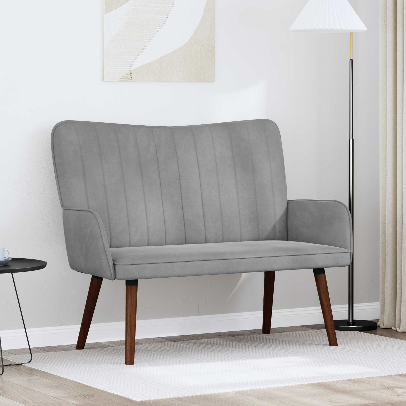 vidaXL 2-Sitzer Sofa Hellgrau 115 x 61 x 87 cm Samt