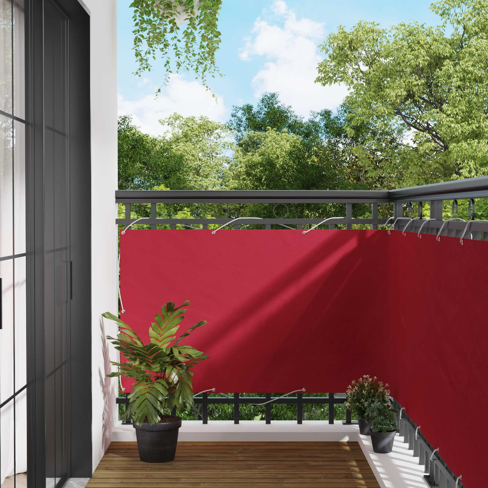 vidaXL Balkonsichtschutz Rot 100 x 500 cm Oxford-Stoff