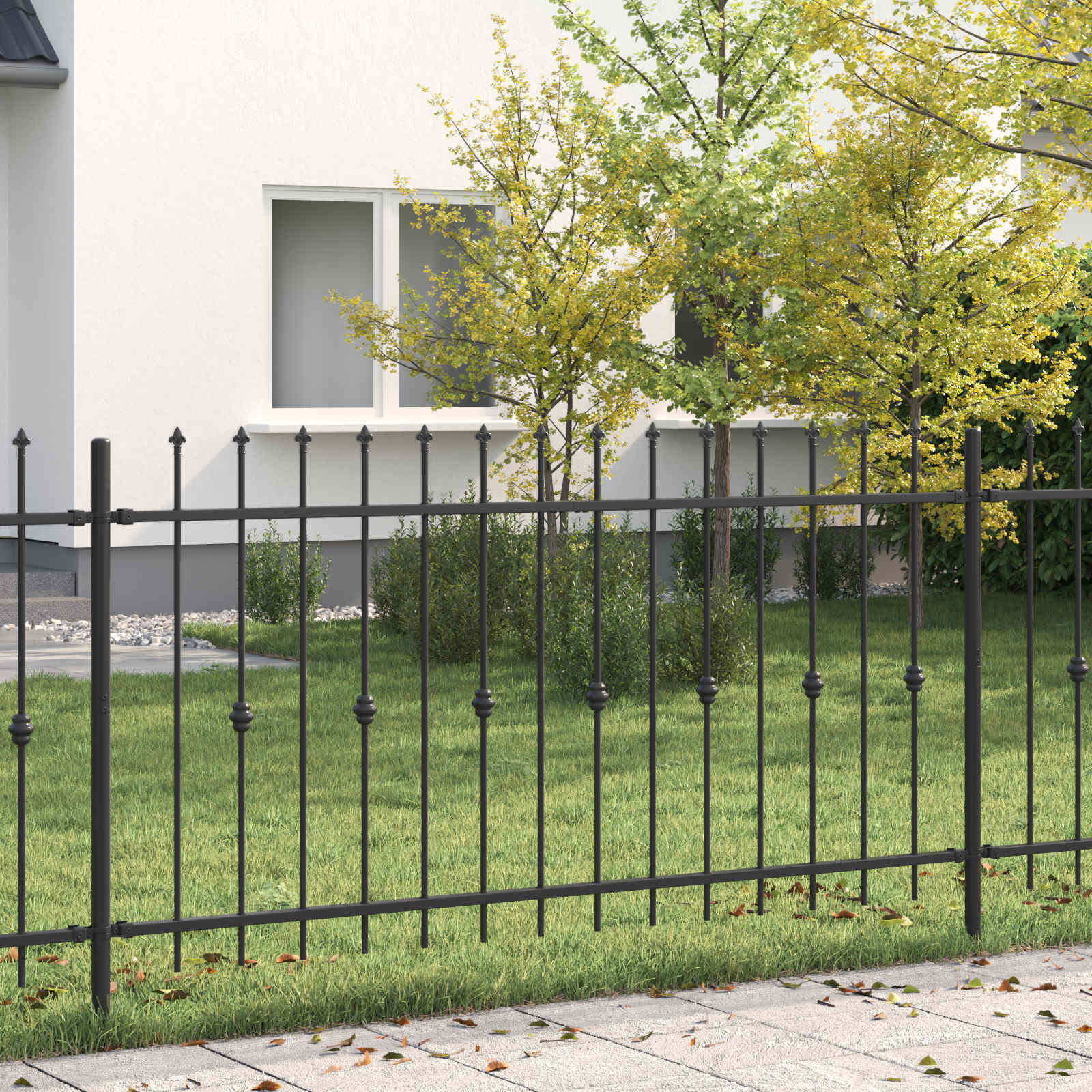 vidaXL Spießzaun ASTEN 200 x 150 cm Pulverbeschichteter Stahl Schwarz