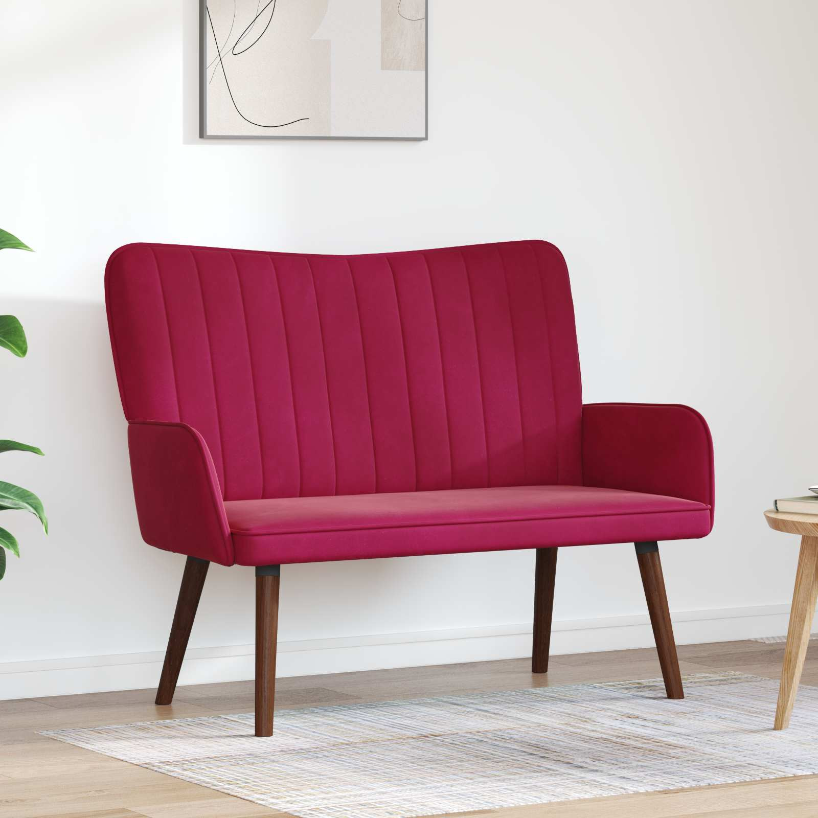 vidaXL 2-Sitzer Sofa Weinrot 115 x 61 x 87 cm Samt