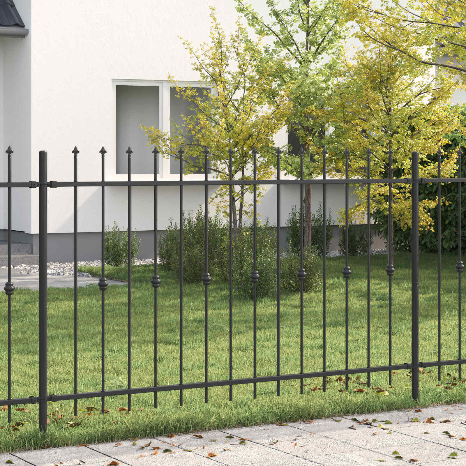 vidaXL Spießzaun ASTEN 200 x 166 cm Pulverbeschichteter Stahl Schwarz