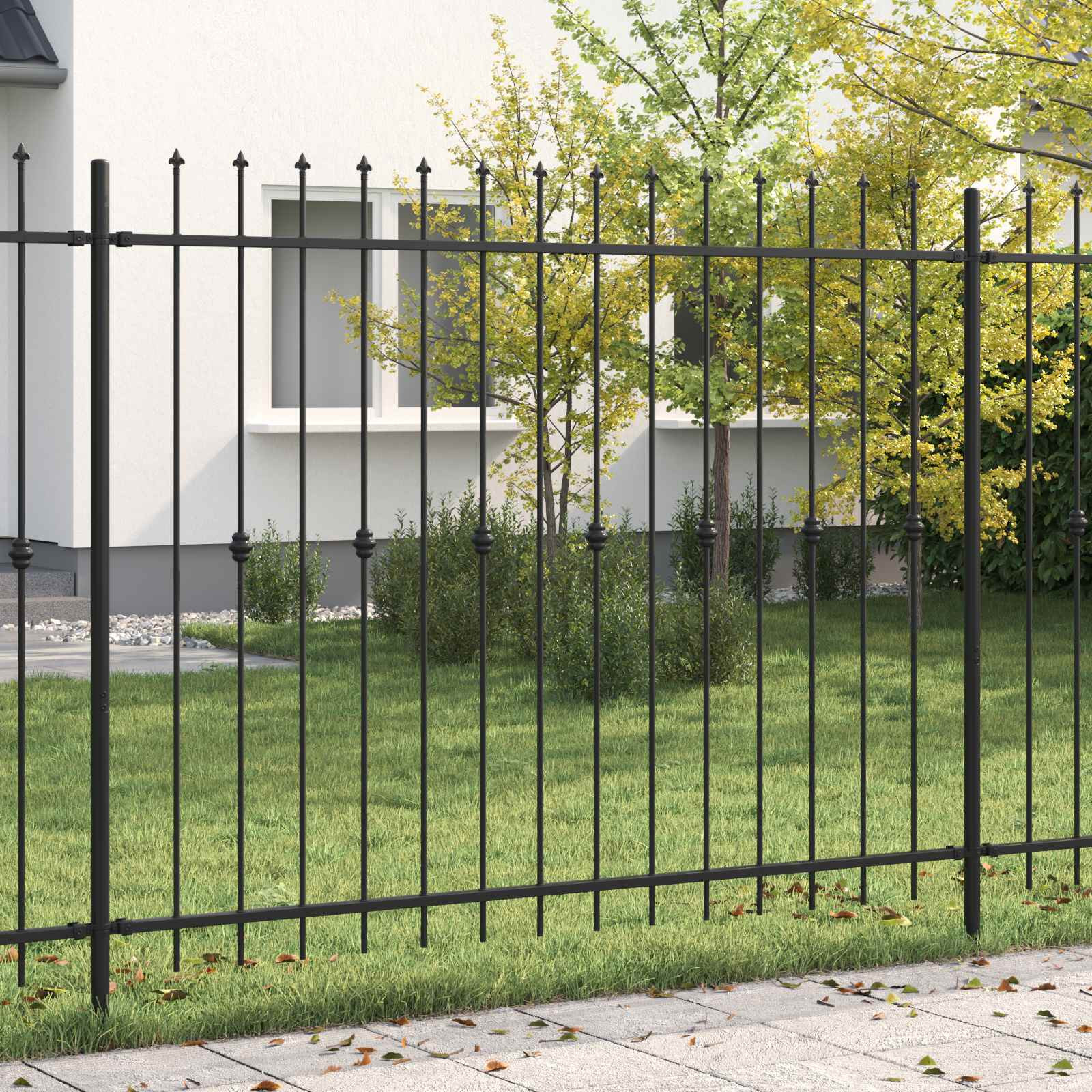 vidaXL Spießzaun ASTEN 200 x 200 cm Pulverbeschichteter Stahl Schwarz