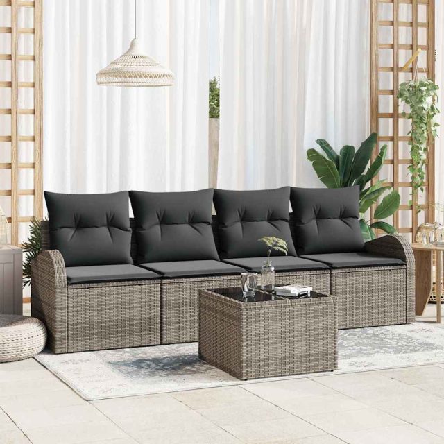 vidaXL Gartensofa-set Grau 55 x 55 x 37 cm Poly-Rattan