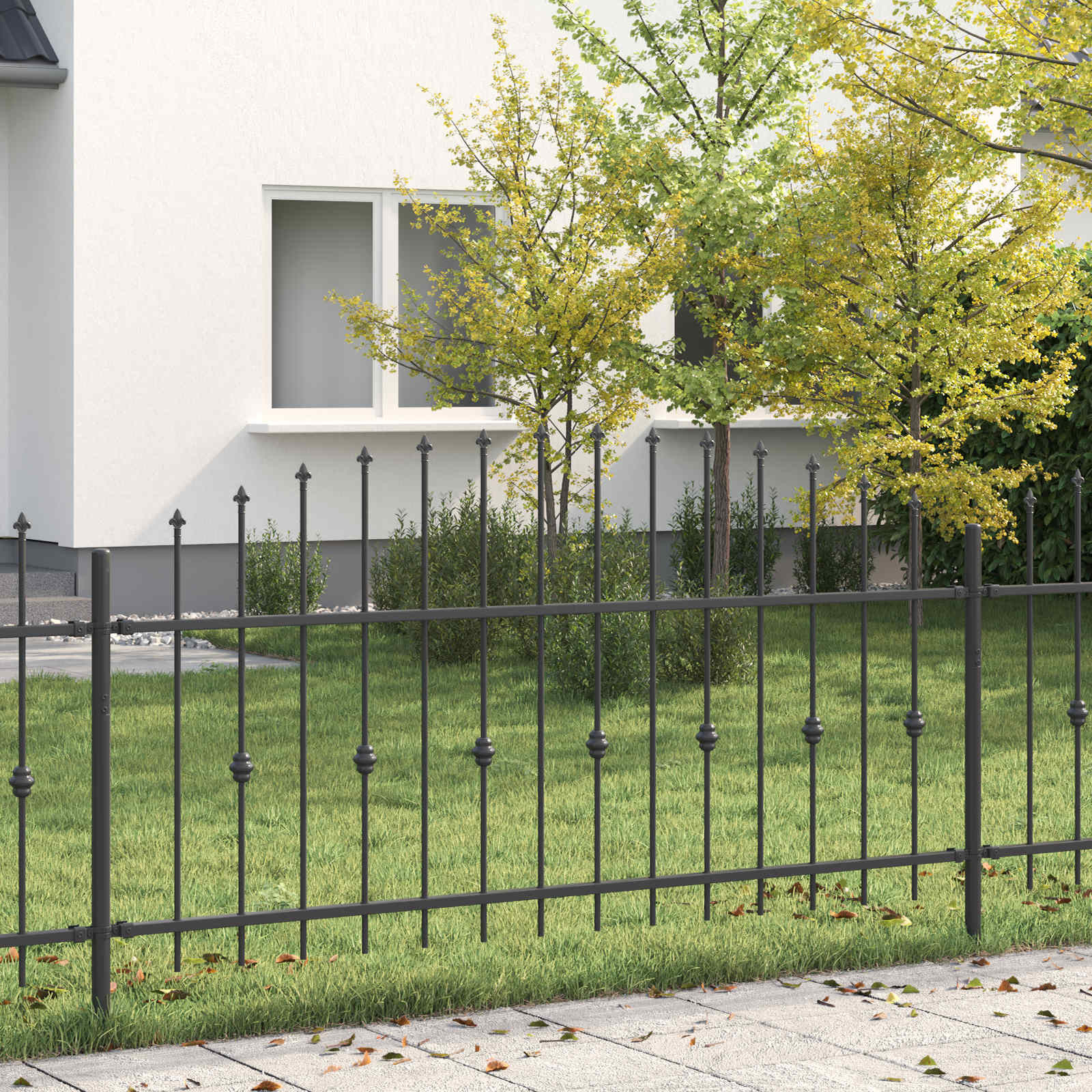 vidaXL Spießzaun ASTEN 200 x 130 cm Pulverbeschichteter Stahl Schwarz