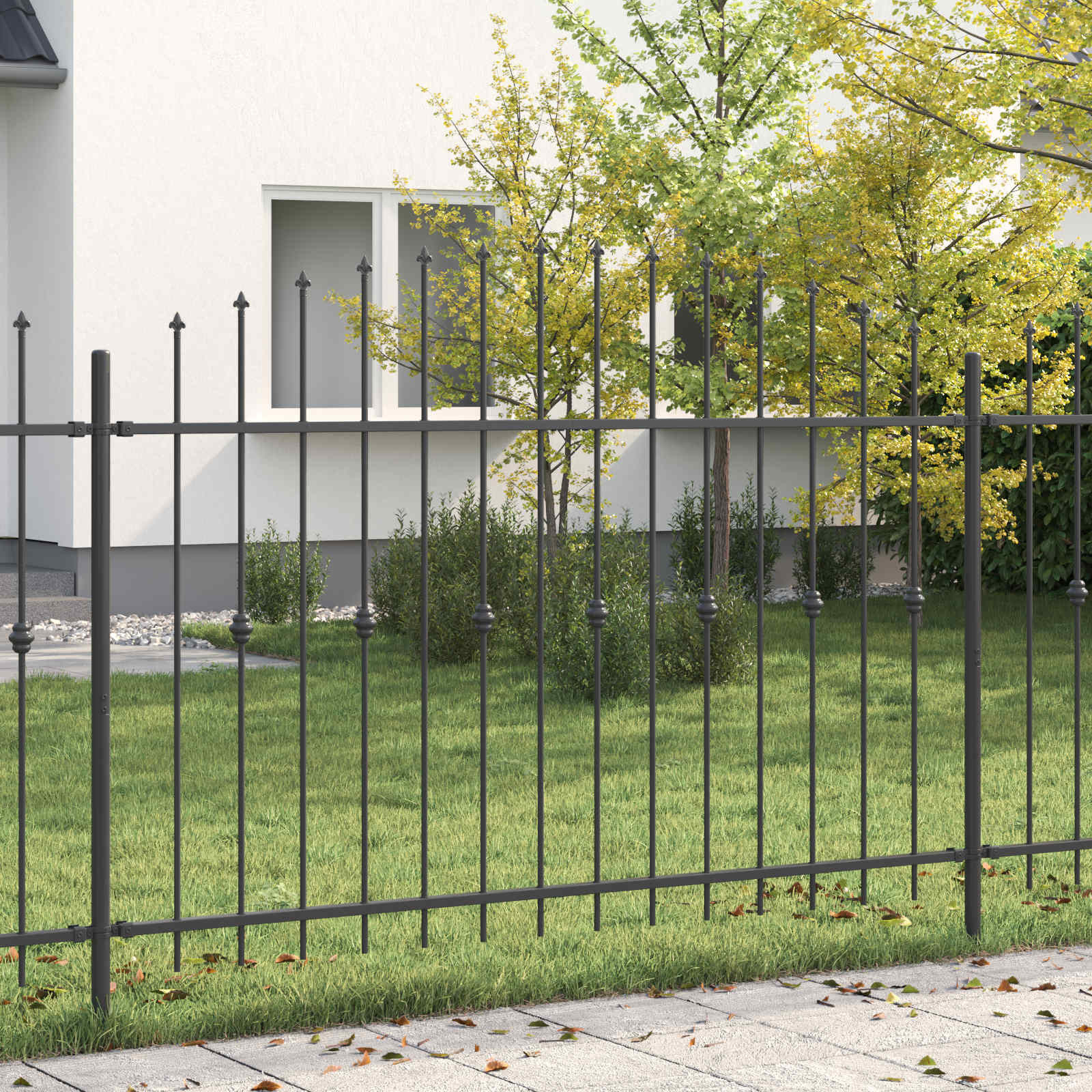 vidaXL Spießzaun ASTEN 200 x 166 cm Pulverbeschichteter Stahl Schwarz