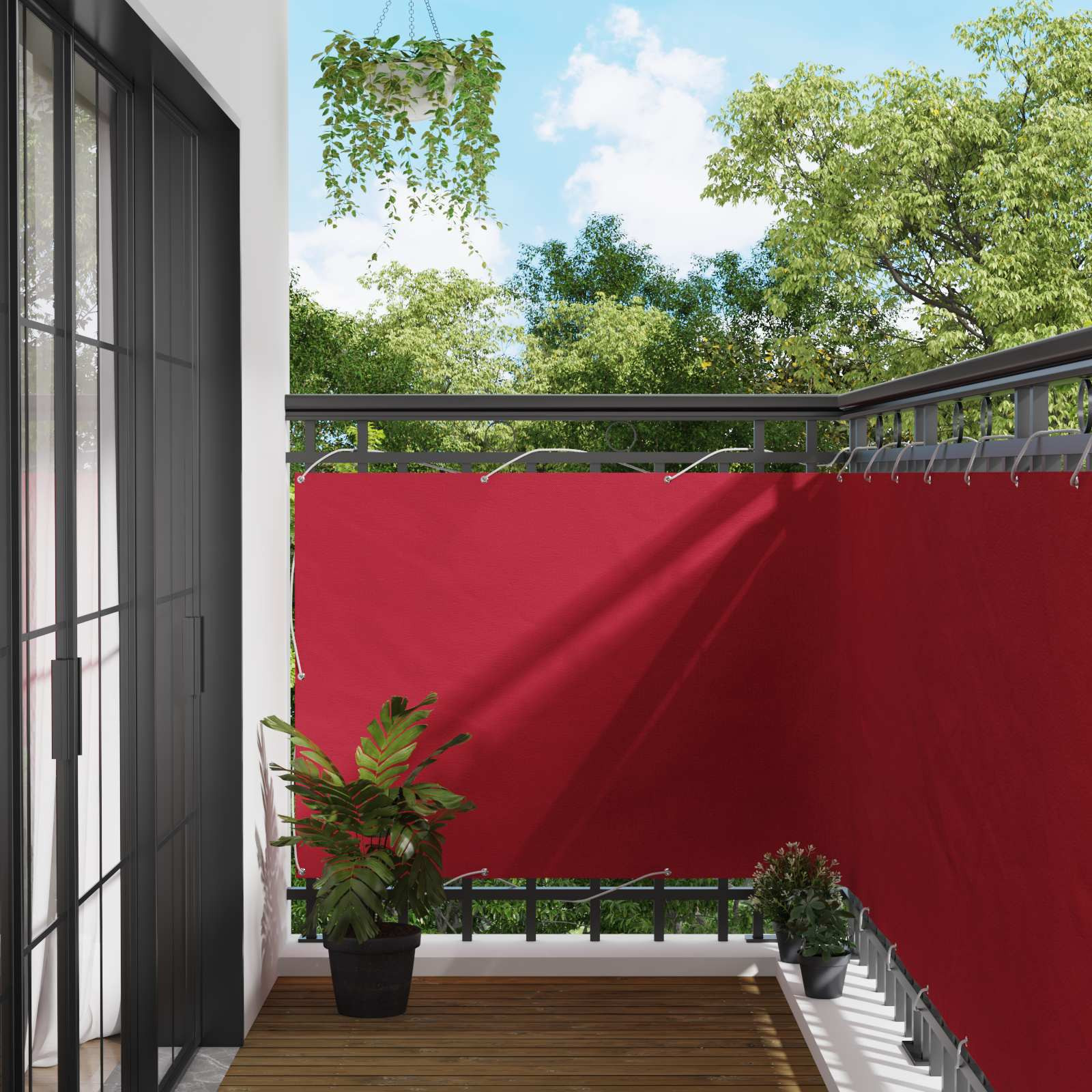 vidaXL Balkonsichtschutz Rot 110 x 1000 cm Oxford-Stoff