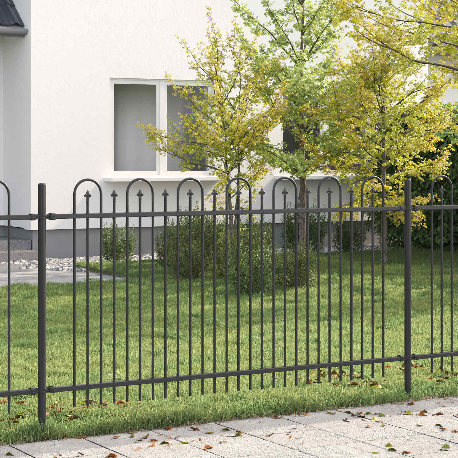 vidaXL Spitzenbogenzaun DRONTEN 200 x 150 cm Pulverbeschichteter Stahl