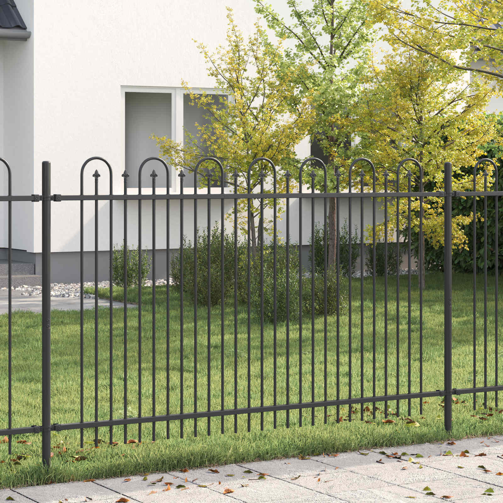 vidaXL Spitzenbogenzaun DRONTEN 200 x 166 cm Pulverbeschichteter Stahl