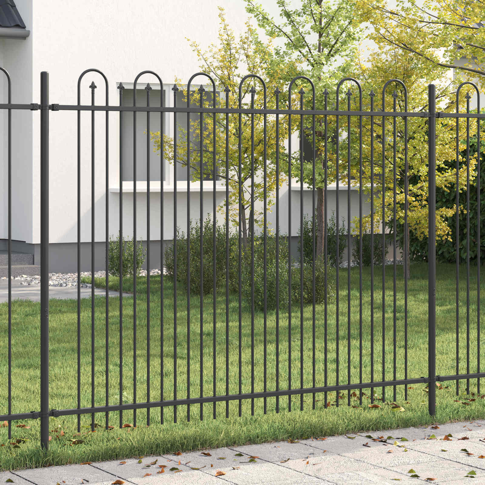vidaXL Spitzenbogenzaun DRONTEN 200 x 200 cm Pulverbeschichteter Stahl