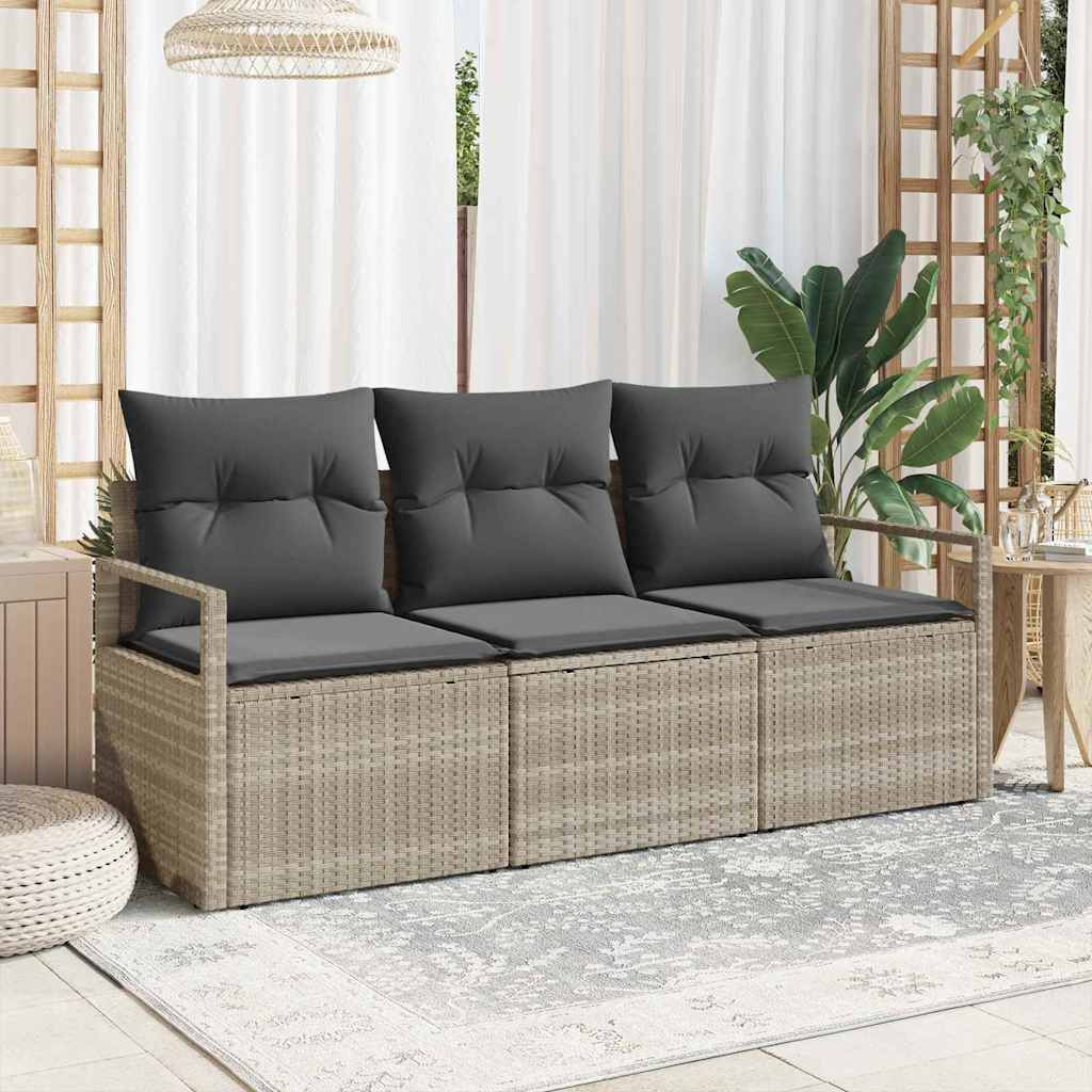 vidaXL Sofa Set 3 pcs Hellgrau Poly-Rattan