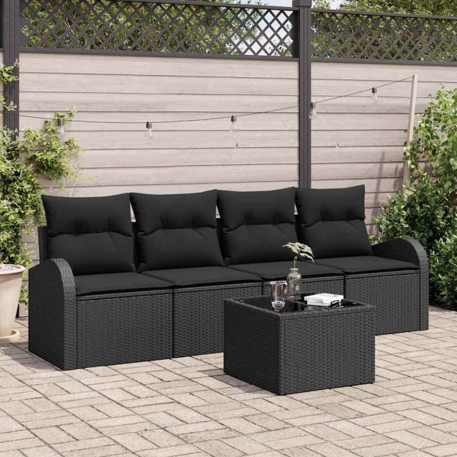 vidaXL Gartensofa-set Schwarz 55 x 55 x 37 cm Poly-Rattan