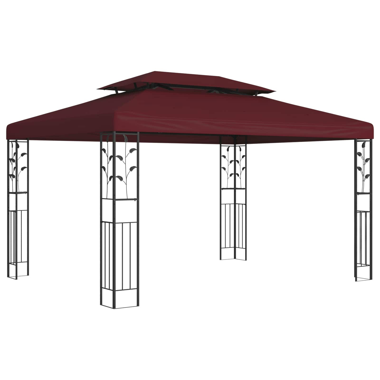 vidaXL Pavillon 3,97 x 2,96 x 2,68 m Weinrot Polyester und Stahl