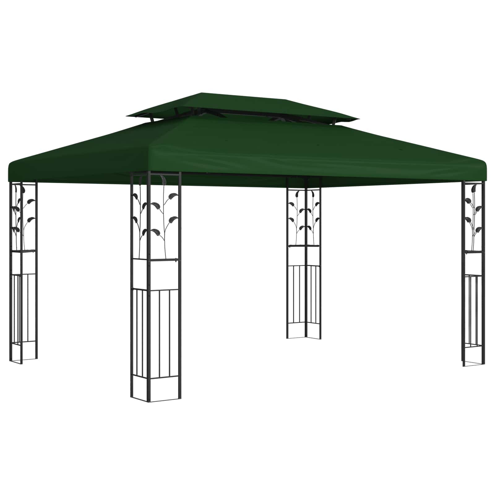 vidaXL Pavillon 3,97 x 2,96 x 2,68 m Grün Polyester und Stahl