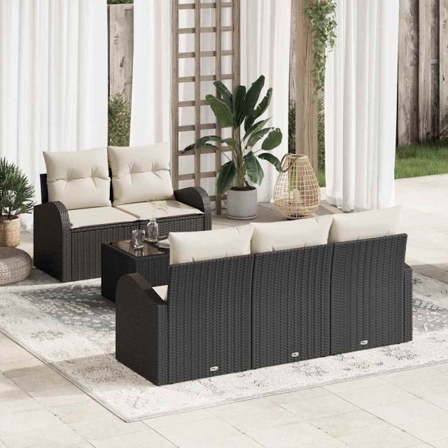 vidaXL Gartensofa-set Schwarz 55 x 55 x 37 cm Poly-Rattan