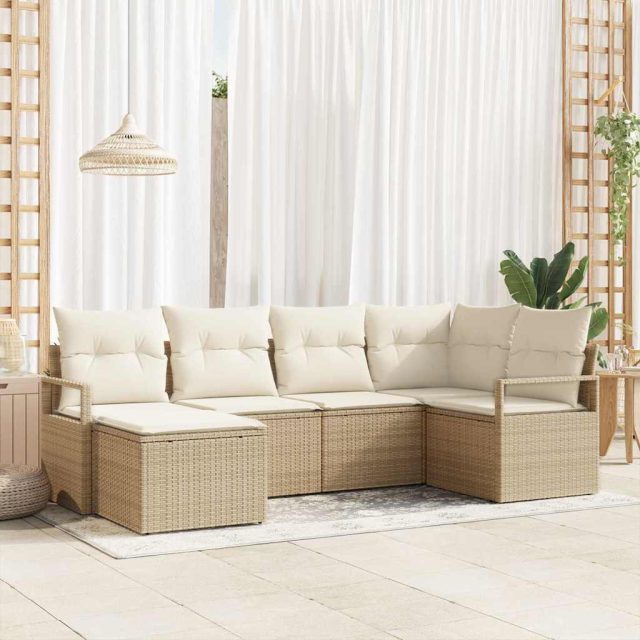 vidaXL Sofa Set 8 pcs Beige Poly-Rattan