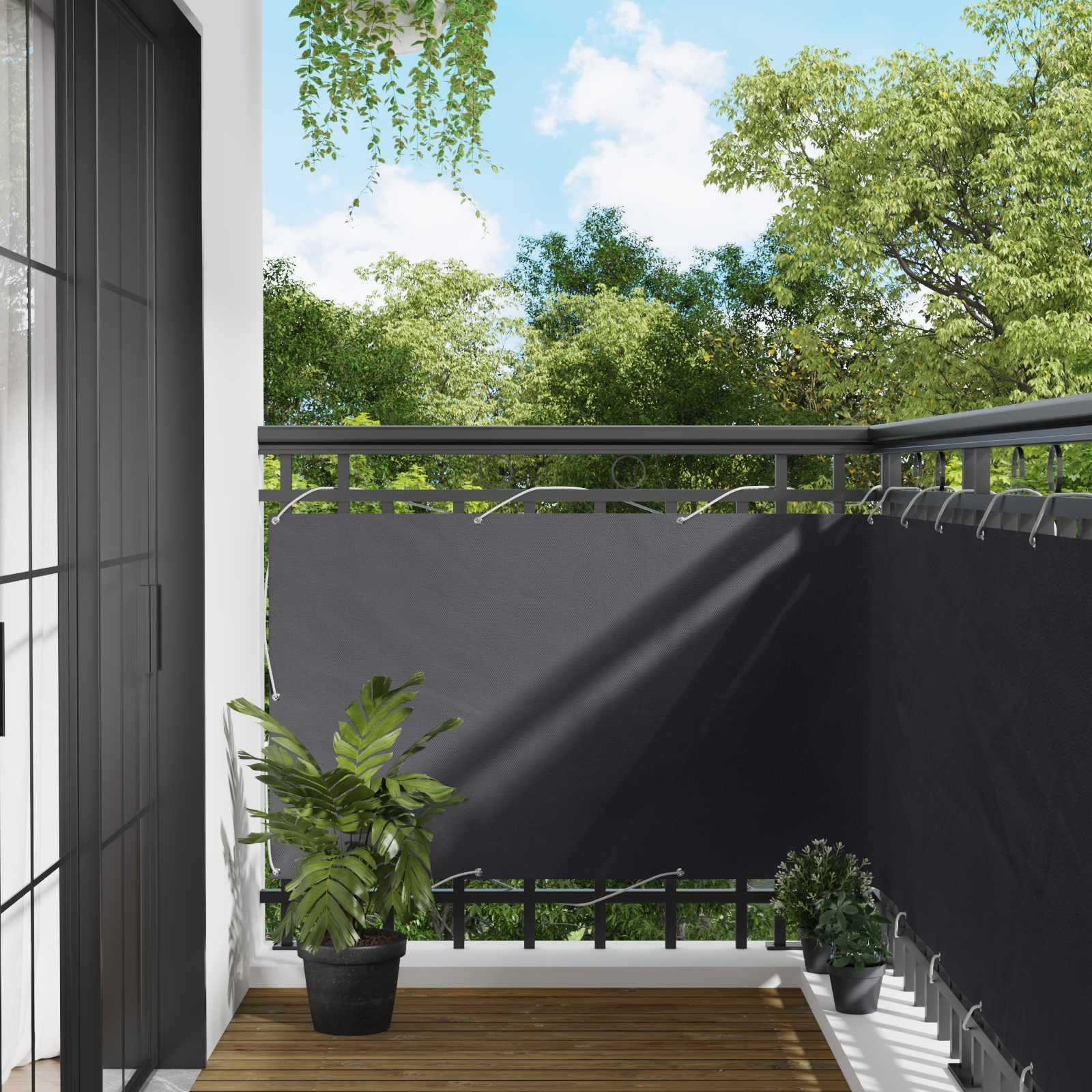 vidaXL Balkonsichtschutz Anthrazit 100 x 400 cm Oxford-Stoff