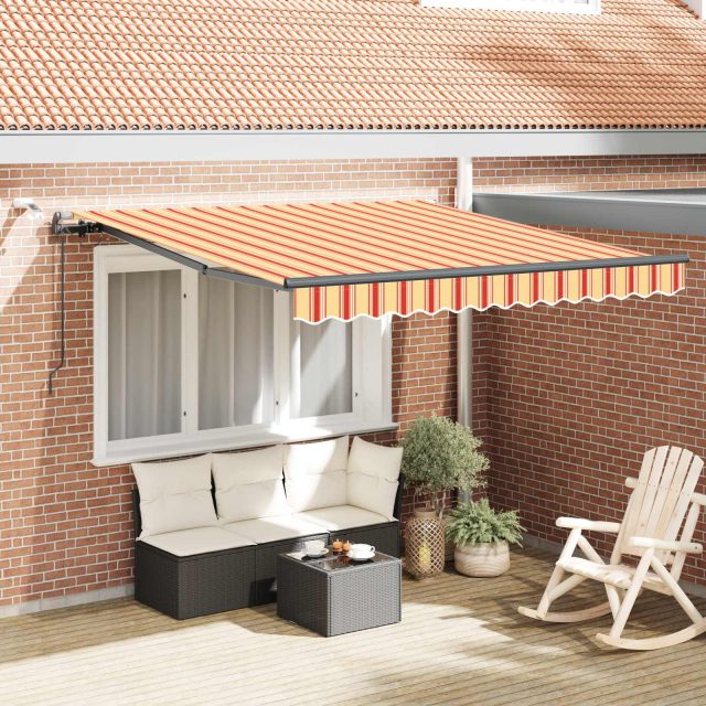vidaXL Ausziehbare Markise Gelb und Orange 350 x 250 cm Polyester