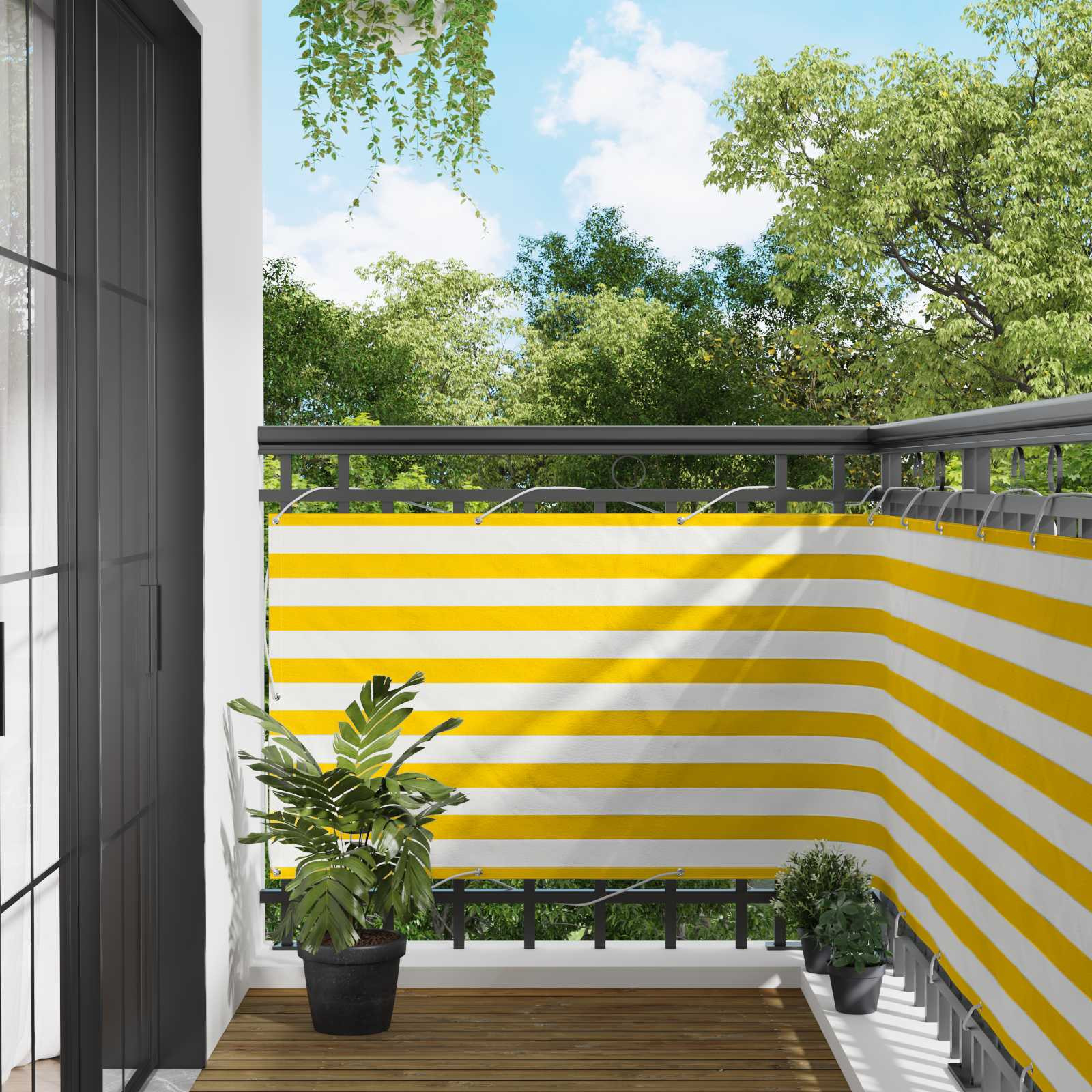 vidaXL Balkonsichtschutz Gelb und Weiß 100 x 500 cm Oxford-Stoff