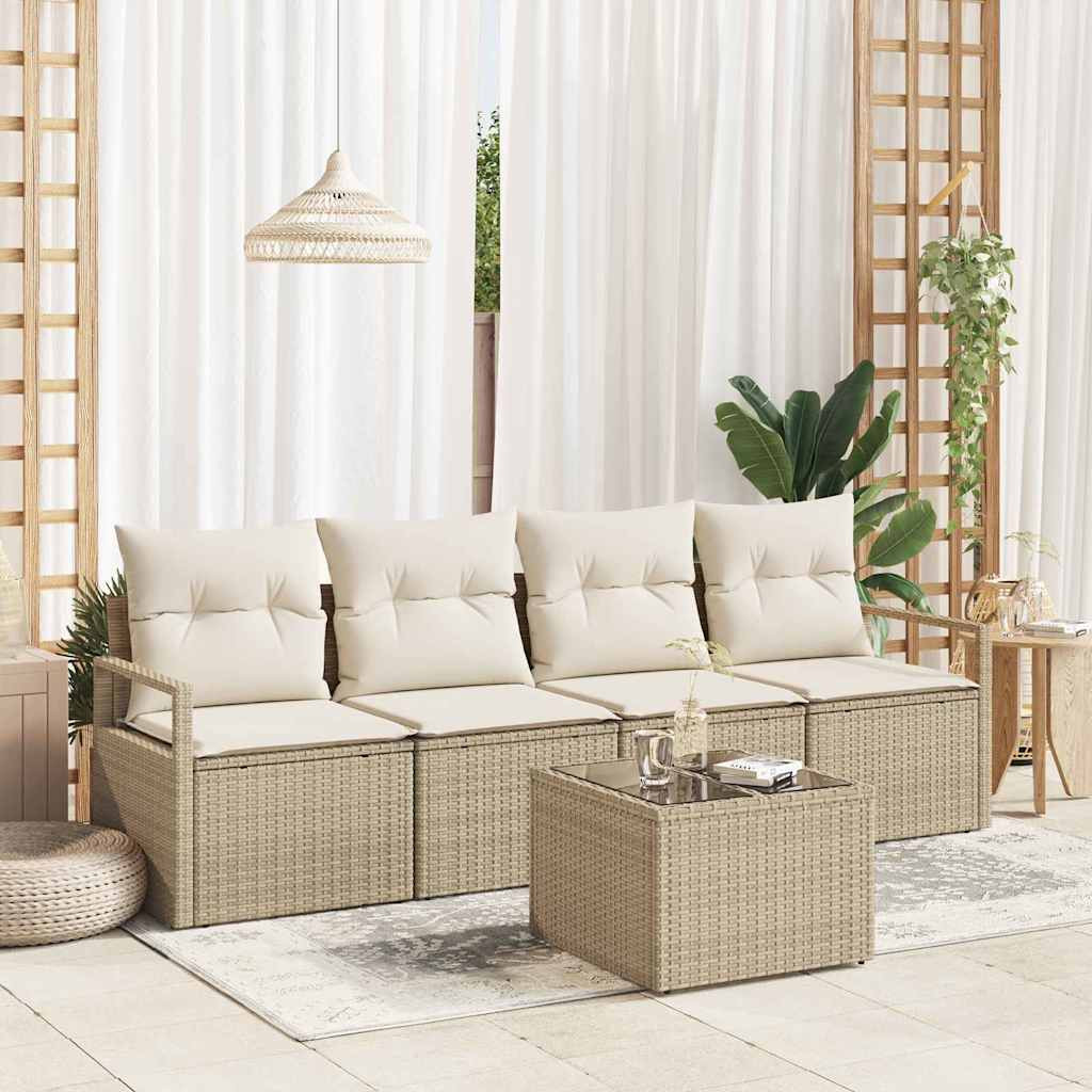 vidaXL Sofa Set 5 pcs Beige und Creme Poly-Rattan