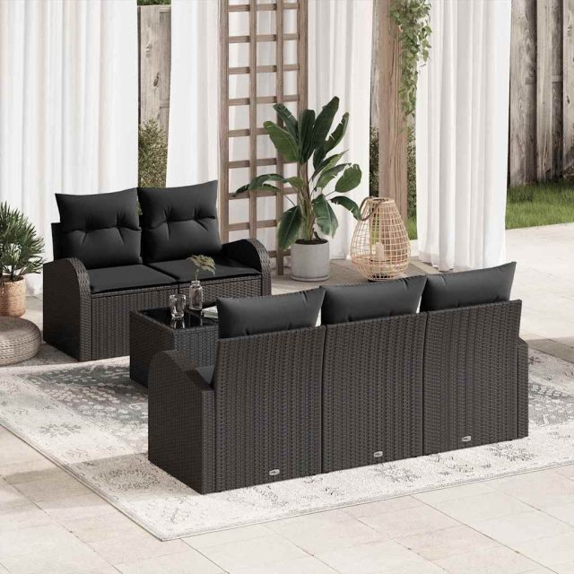 vidaXL Gartensofa-set Schwarz 55 x 55 x 37 cm Poly-Rattan