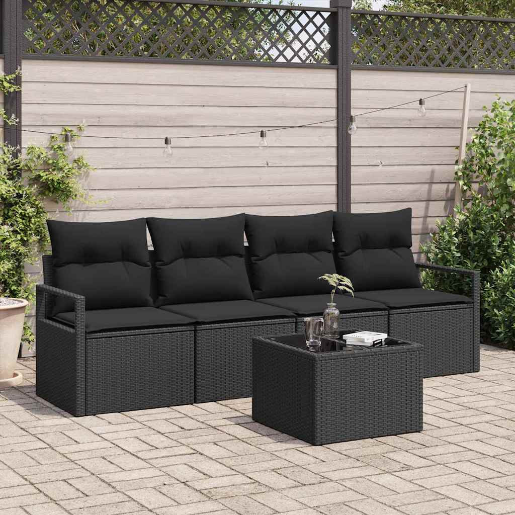 vidaXL Sofa Set 5 pcs Schwarz Poly-Rattan