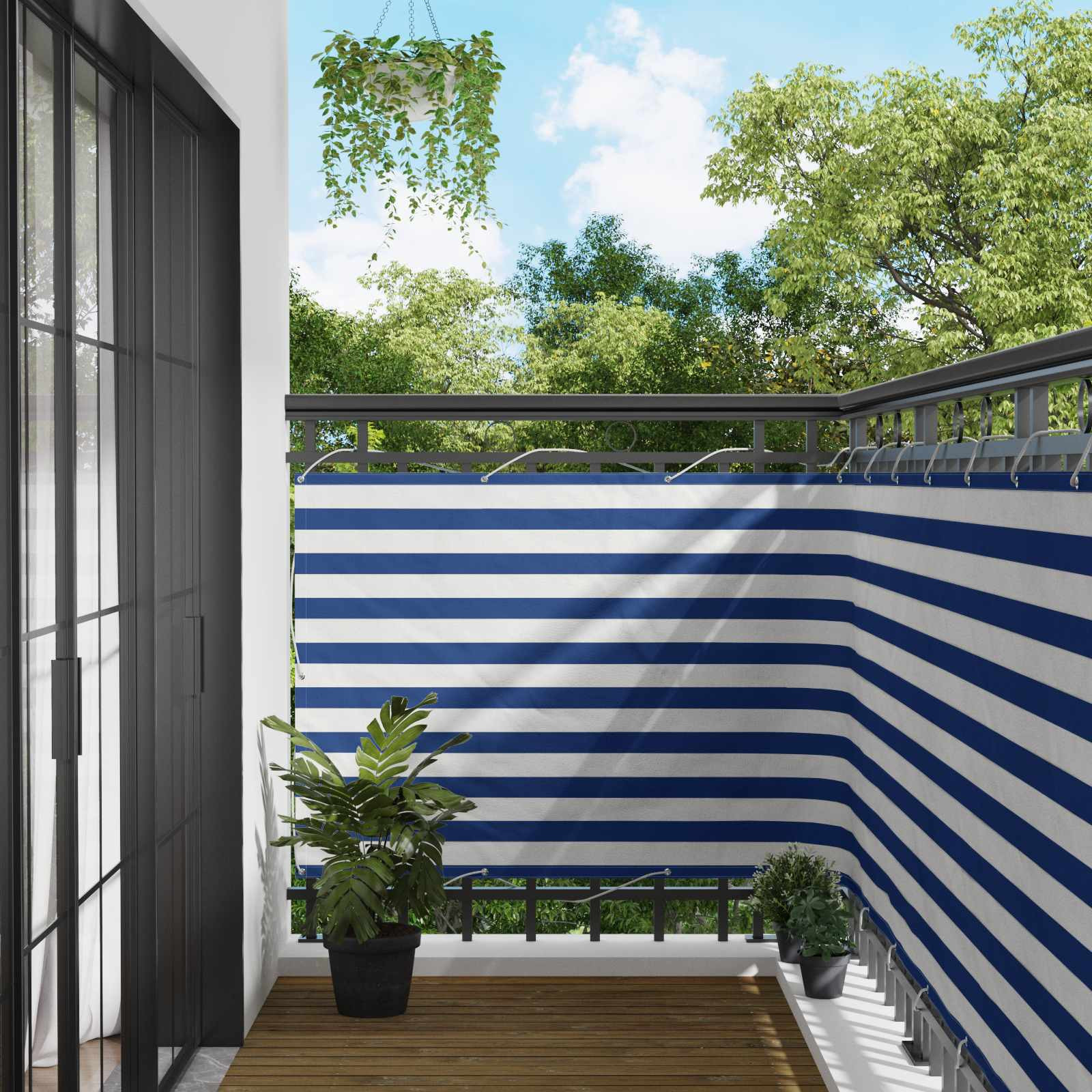 vidaXL Balkonsichtschutz Blau und Weiß 120 x 200 cm