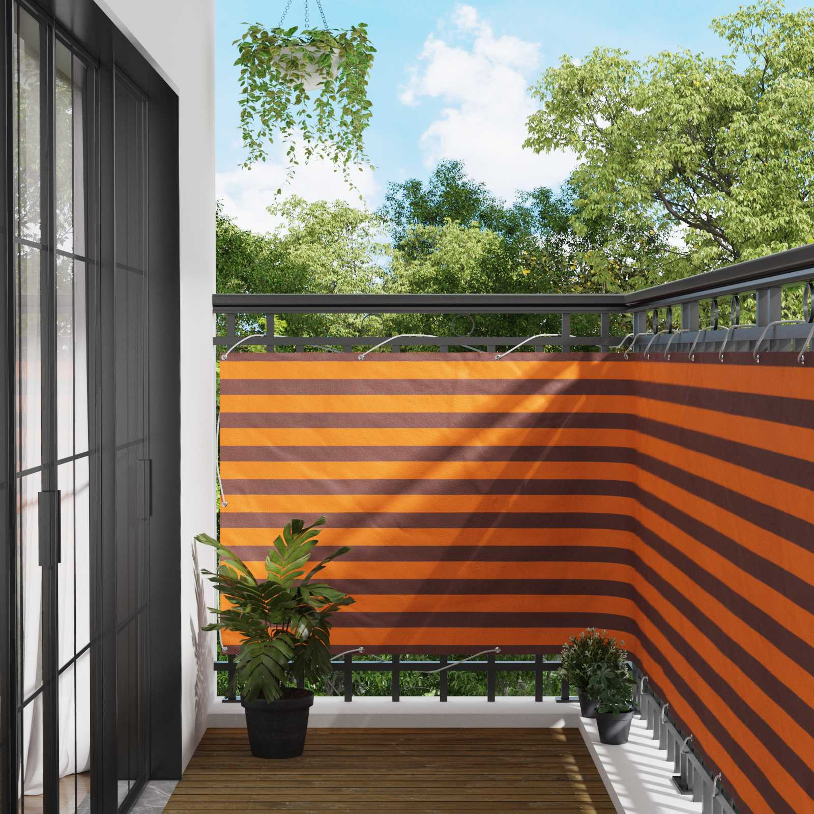 vidaXL Balkonsichtschutz Orange und Braun 110 x 1000 cm Oxford-Stoff