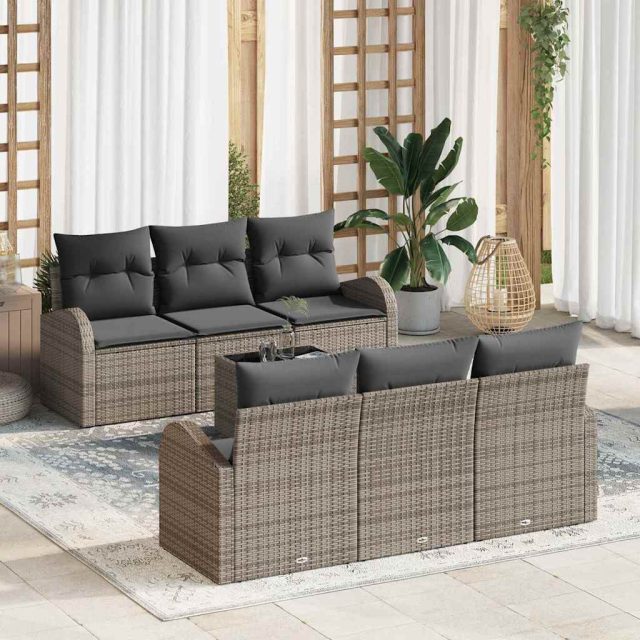 vidaXL Gartensofa-set Grau 55 x 55 x 37 cm Poly-Rattan