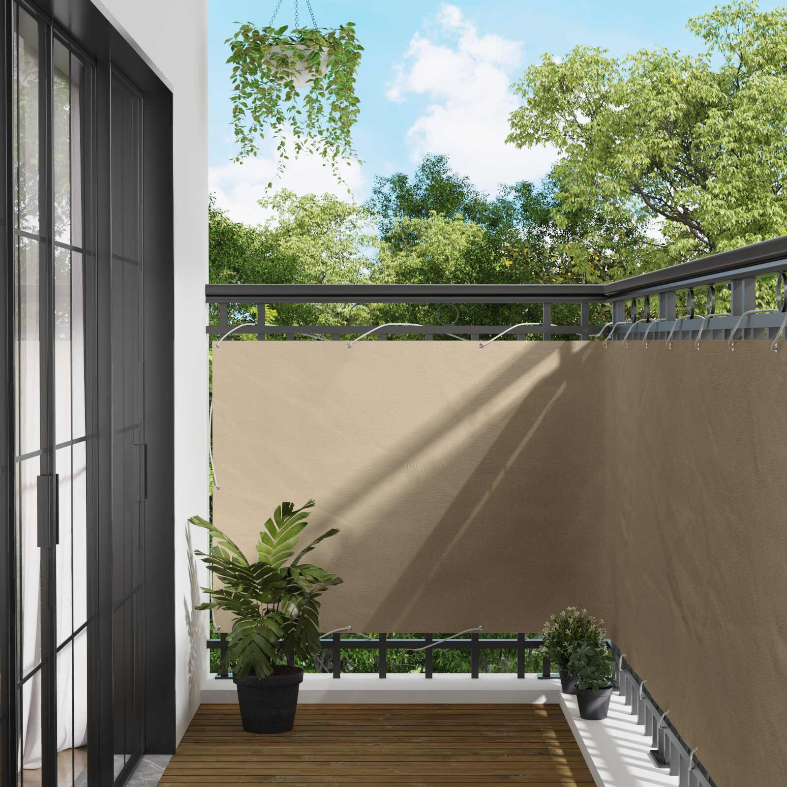 vidaXL Balkonsichtschutz Beige 110 x 800 cm Oxford-Stoff
