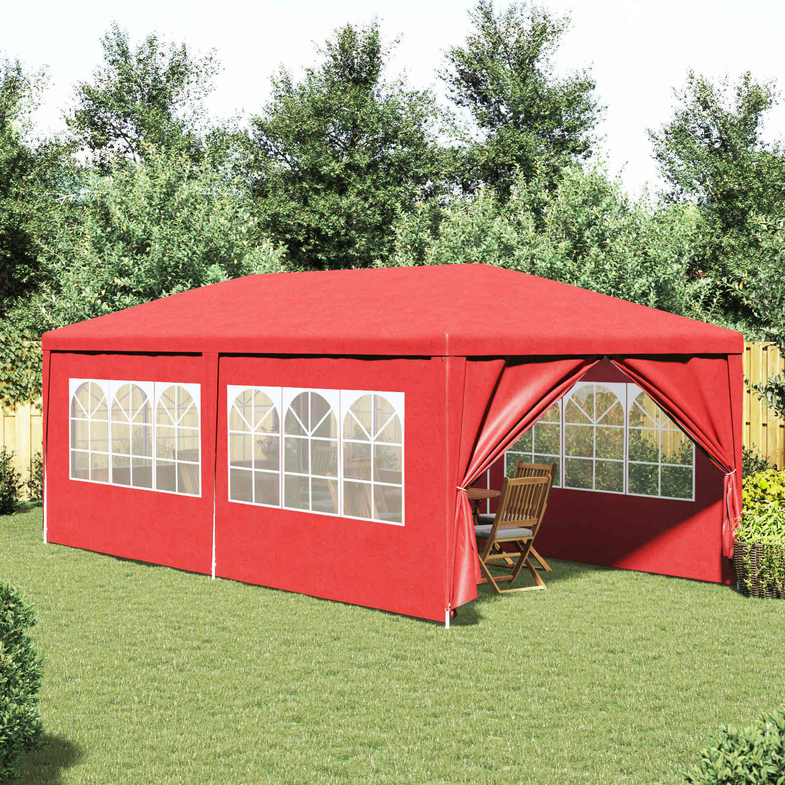 vidaXL Party-Zelt 600 x 300 x 255 cm Rot PE und Stahl