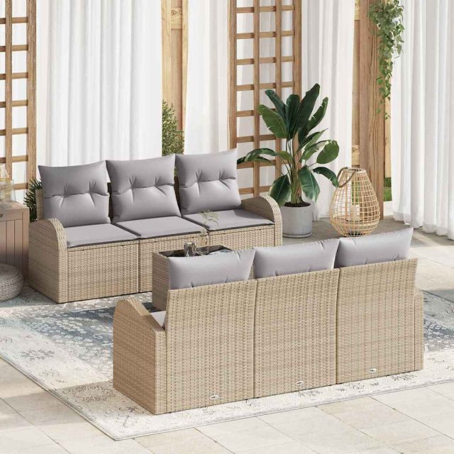 vidaXL Gartensofa-set Beige 55 x 55 x 37 cm Poly-Rattan