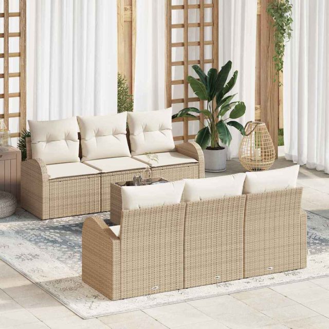 vidaXL Gartensofa-set Beige 55 x 55 x 37 cm Poly-Rattan