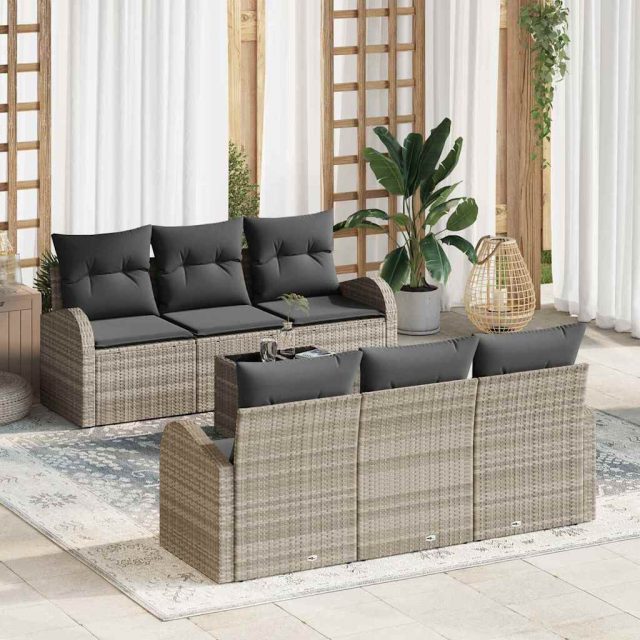 vidaXL Gartensofa-set Hellgrau 55 x 55 x 37 cm Poly-Rattan