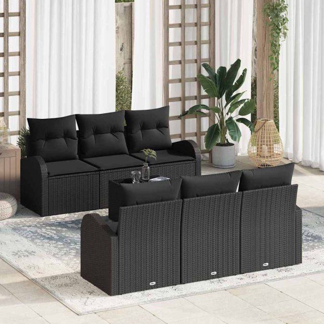 vidaXL Gartensofa-set Schwarz 55 x 55 x 37 cm Poly-Rattan