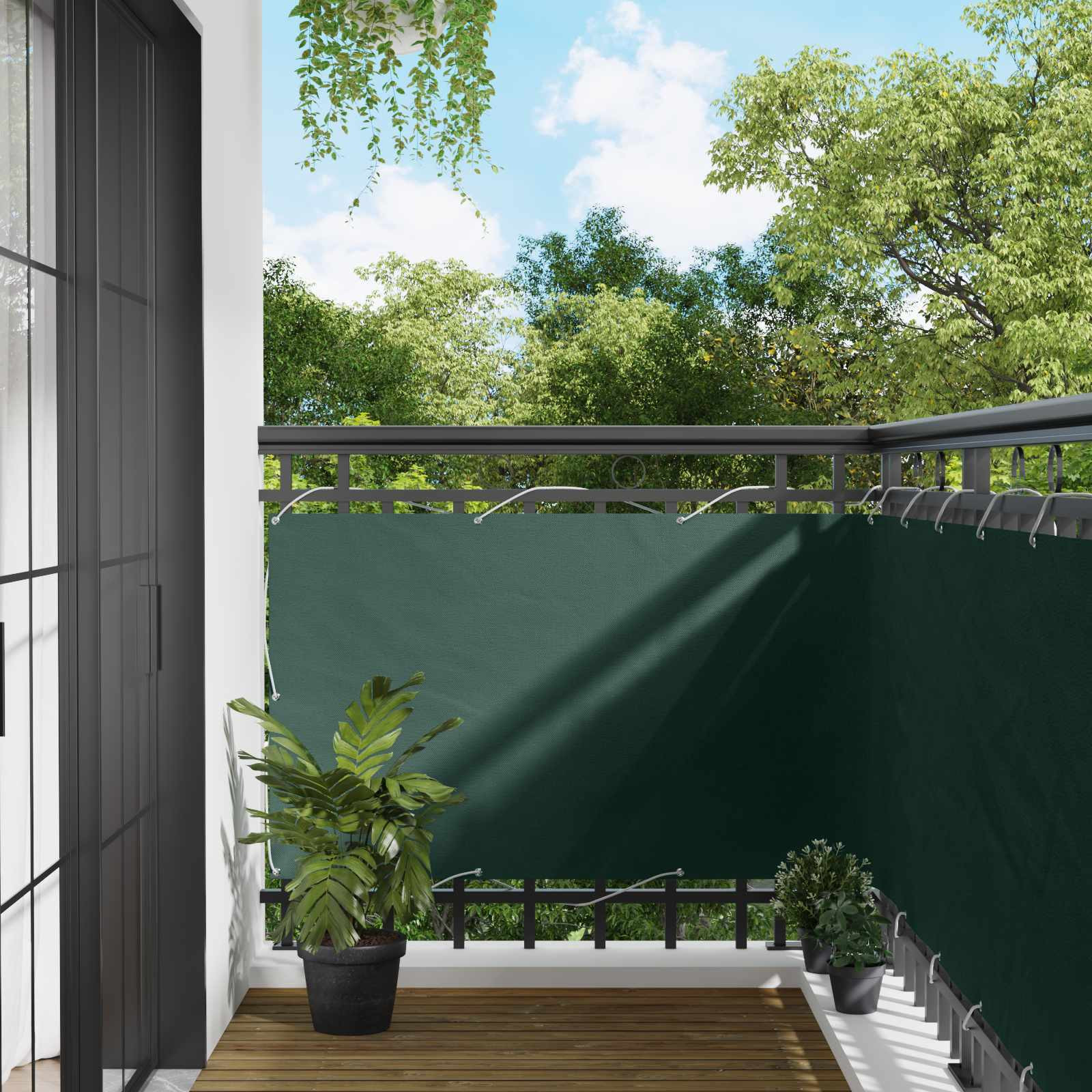 vidaXL Balkonsichtschutz Dunkelgrün 100 x 600 cm Oxford-Stoff