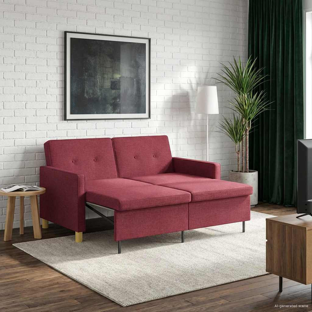 vidaXL Schlafsofa Ausziehbar Weinrot Stoff