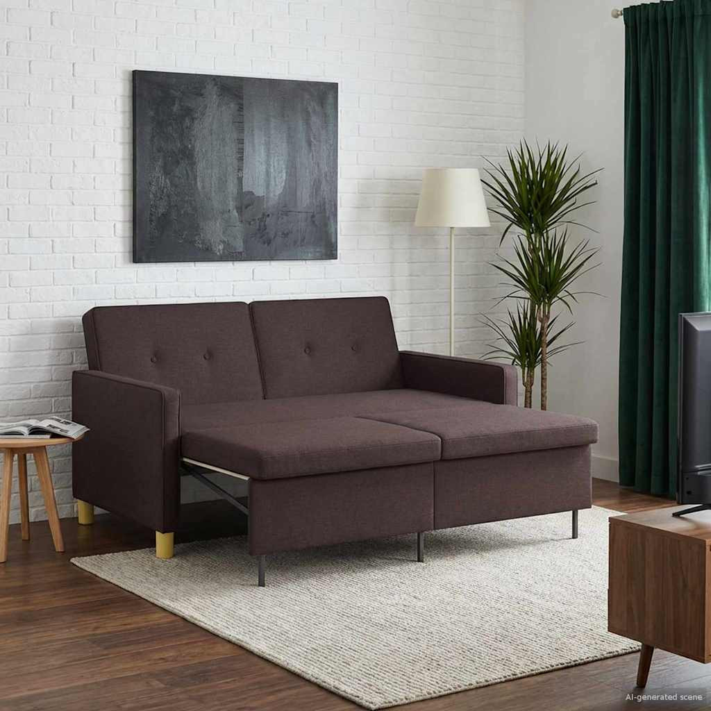 vidaXL Schlafsofa Ausziehbar Dunkelbraun Stoff