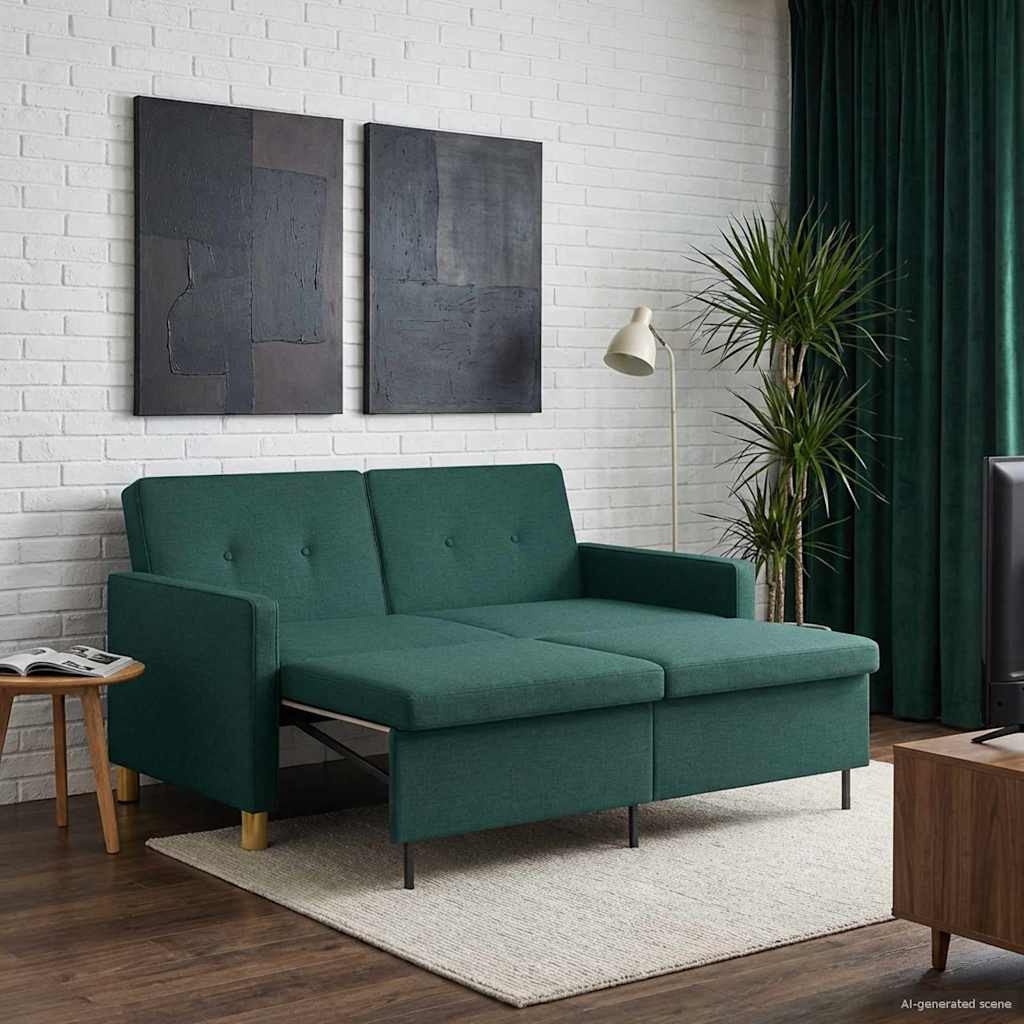 vidaXL Schlafsofa Ausziehbar Dunkelgrün Stoff