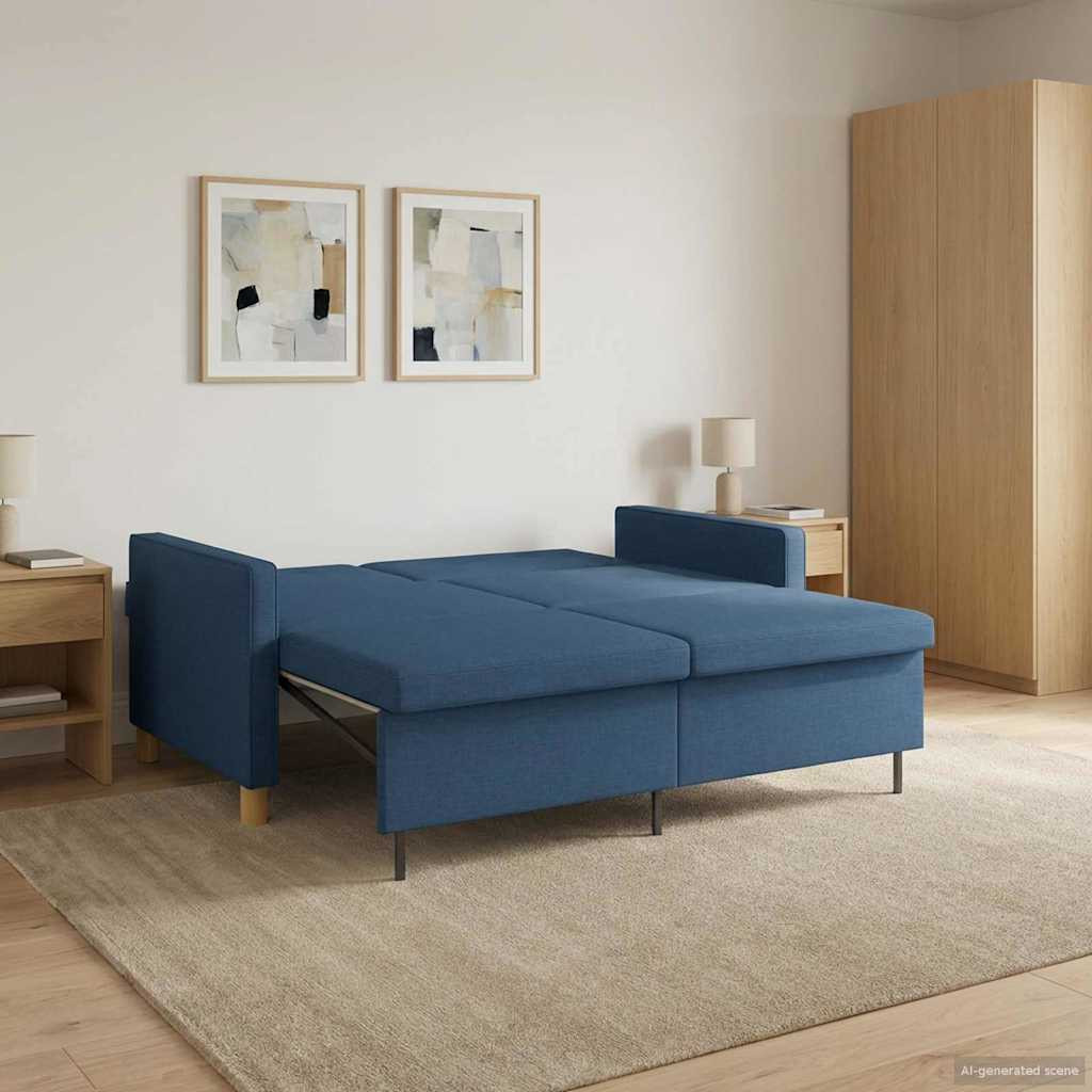vidaXL Schlafsofa Ausziehbar Blau Stoff