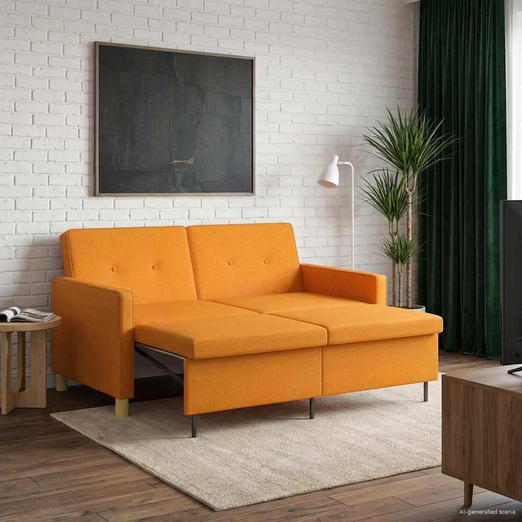 vidaXL Schlafsofa Ausziehbar Dunkelgelb Stoff