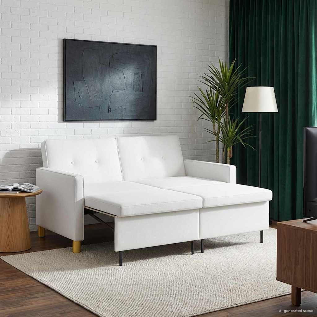 vidaXL Schlafsofa Ausziehbar Weiß Stoff