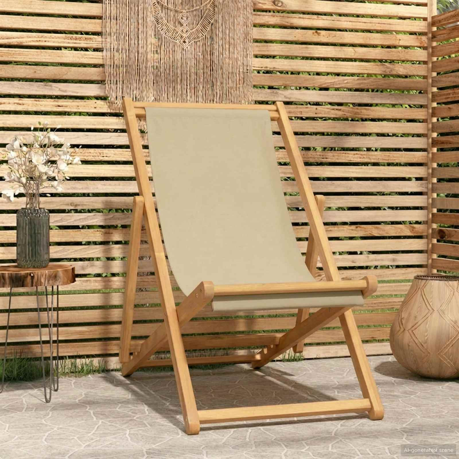 vidaXL Liegestuhl Beige Massivholz Teak