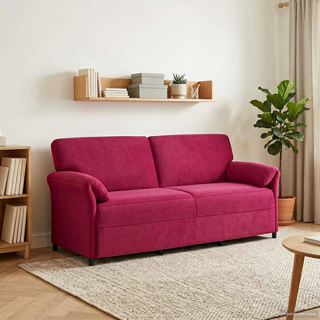 vidaXL 3-Sitzer-Sofa Weinrot 198 x 83 x 95 cm Samt